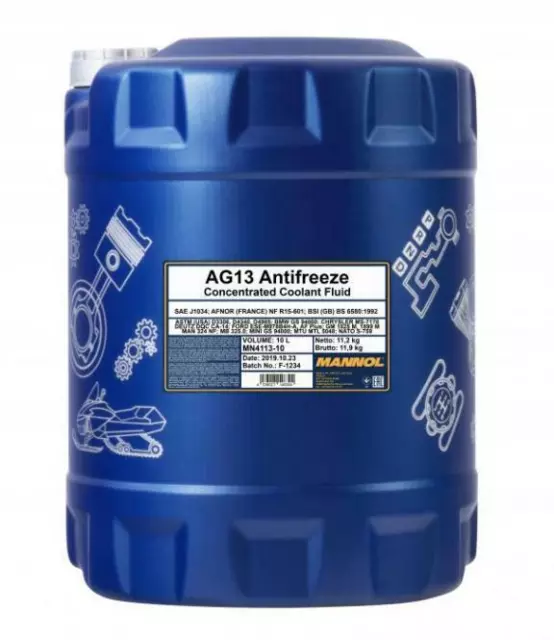 10L MANNOL AG13 Green AntiFreeze Coolant Concentrated Longlife SAE J1034