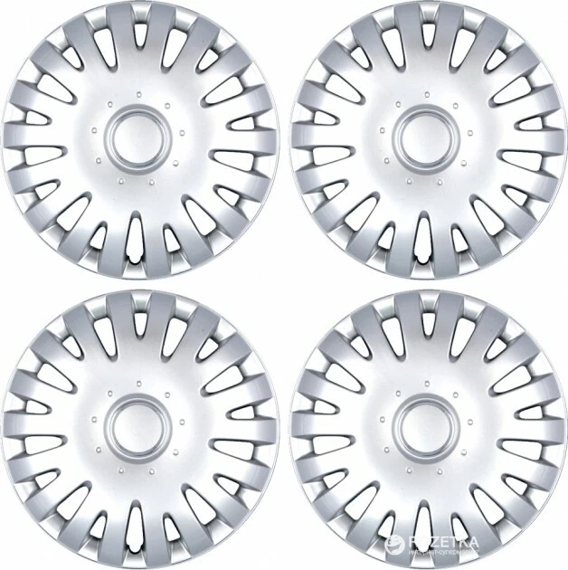 SET x 4 UNIVERSAL FIT WHEEL TRIMS HUB CAPS WHEEL COVERS 13" R13 SILVER ANY CAR