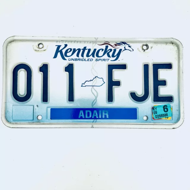 2009 United States Kentucky Adair County Passenger License Plate 001 FJE