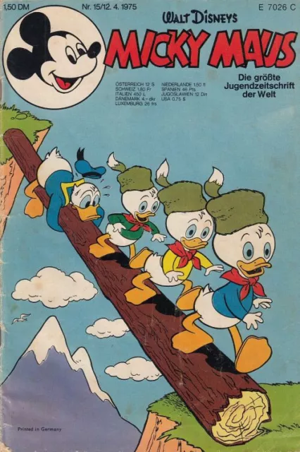 Micky Maus Nr 15 Ehapa Verlag 1975 Disney