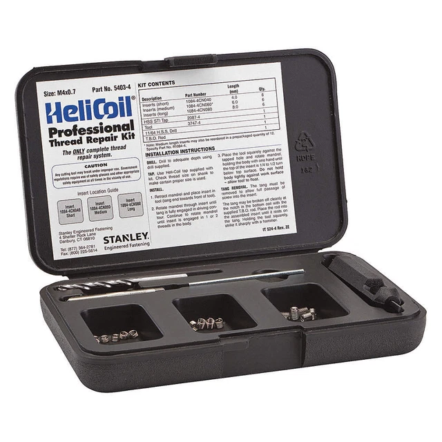 HELI-COIL 5403-4 Thread Repair Kit,304 SS,M4X0.7,18 Pcs