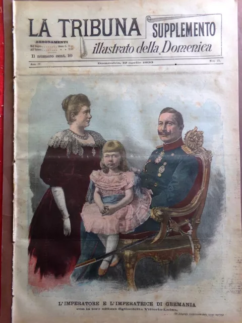 La Tribuna Illustrata 12 Aprile 1896 Guglielmo II Germania Bicicletta Ritirata