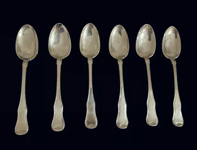 Set of 6 pieces of P. Hertz old Danish silver spoons from the 1800s
