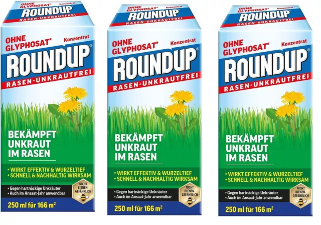 3 x Désherbant Roundup herbicide pelouse jardin mauvaise herbe gazon 250ml