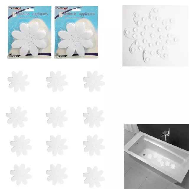 12 Bañera Calcomanías Antideslizante Flor Blanco Pegatinas Tread Succión De Baño