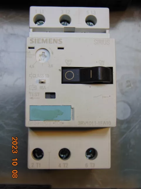 (1) Siemens 3Rv1011-1Fa10 Motor Starter Protector Circuit Breaker 3.5-5A Amp