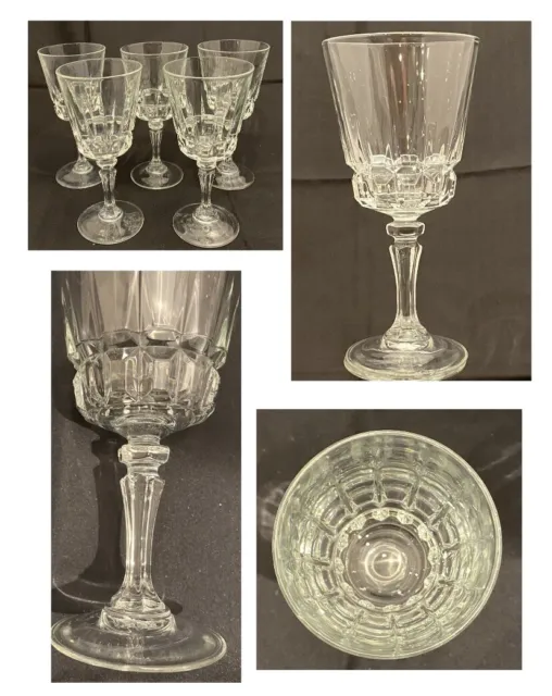 VINTAGE Cristal d'Arques Durand Wine Glasses 6 oz CHANTELLE Cut Crystal 5-PC Set