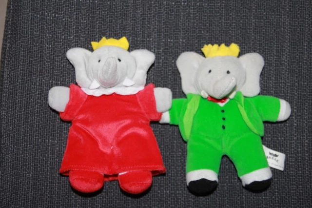 Doudou Peluche Babar Et Celeste Lansay Env 15 Cm Lot De 2