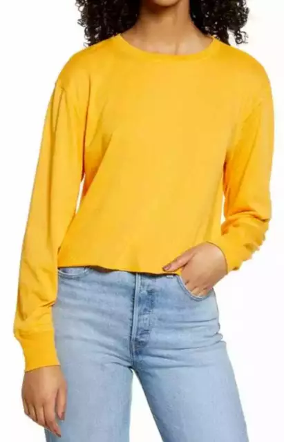 BP NORDSTROM WOMENS Orange Slice Long Sleeve Cropped Knit Top Shirt ...