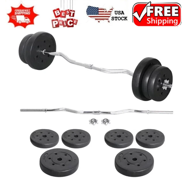 55lb Adjustable Barbell Set Weight Barbell Plates Home Workout Strength Curl Bar