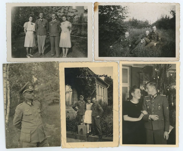 5x Orig. Foto Portrait Soldaten mit Orden Pilot Erdkampf EK1 Offizier Sturmabz.