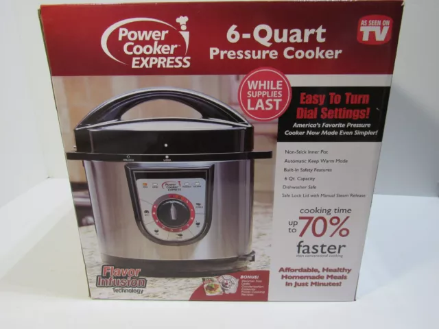 Power Cooker Express Stainless Steel 6 Quart Dishwasher Safe & Non-Stick  Pressure Cooker, 4 Piece 