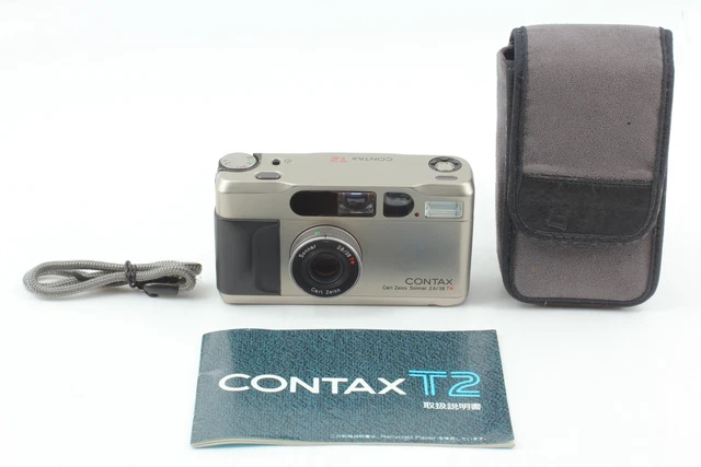[Near MINT w/ Case] Contax T2 Titan Silver 35mm Point & Shoot Film Camera JAPAN