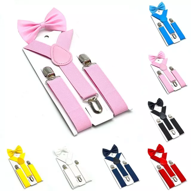 ADJUSTABLE KIDS AND Children Bow Tie and Suspender Set Elastic and ...