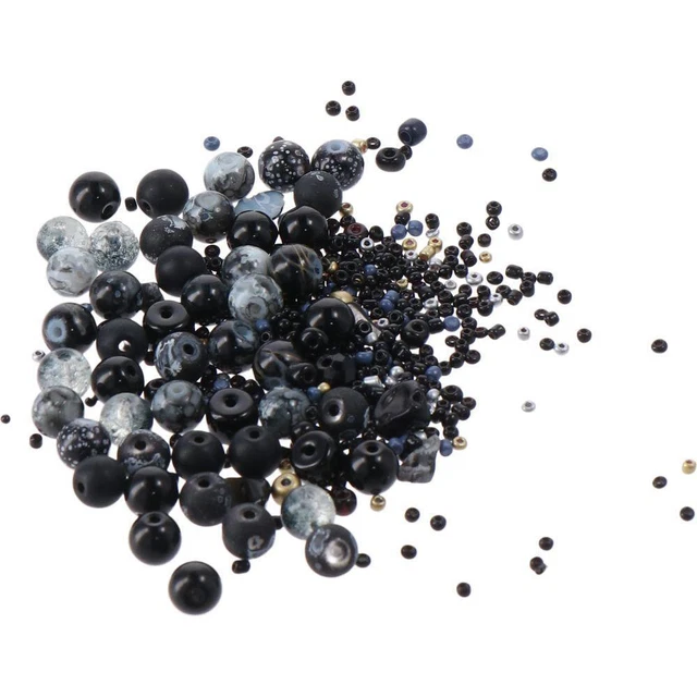 Ronde Perles pourpres de poney Noir Perles de cristal noir  Boucle d'oreille