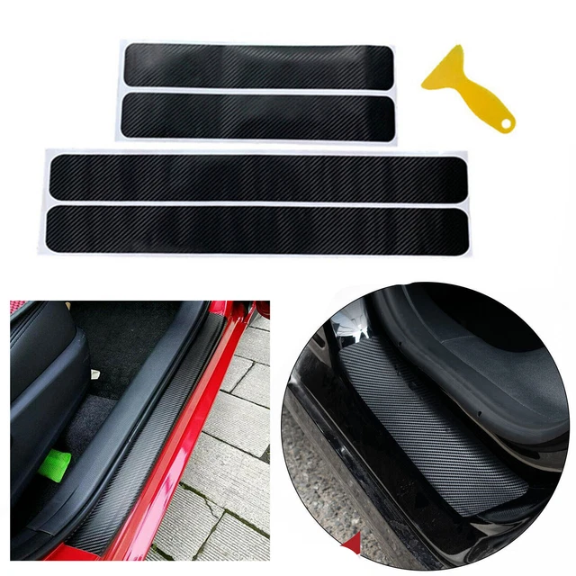 Carbon Fiber Car Door Plate Sticker Anti-Scratch Sill Scuff Cover Protector A+