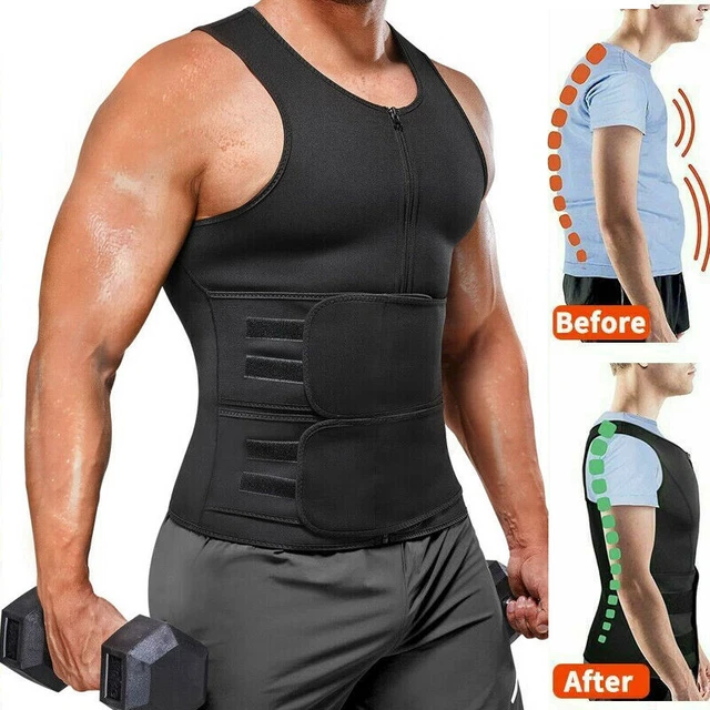 Herren Neopren Sauna Schweiß Weste Waist Trainer Abs Bauchweggürtel Body Shaper