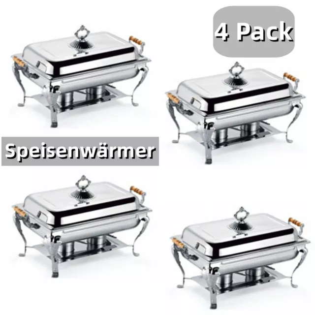 4 Pack 8 QT Stainless Steel Chafer Chafing Dish Sets Catering Food Warmer