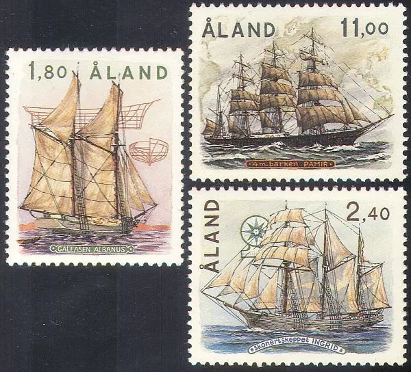 Aland 1988 Sailing Ships/Boats/Sail/Nautical/Transport/History 3v set  (n28019)