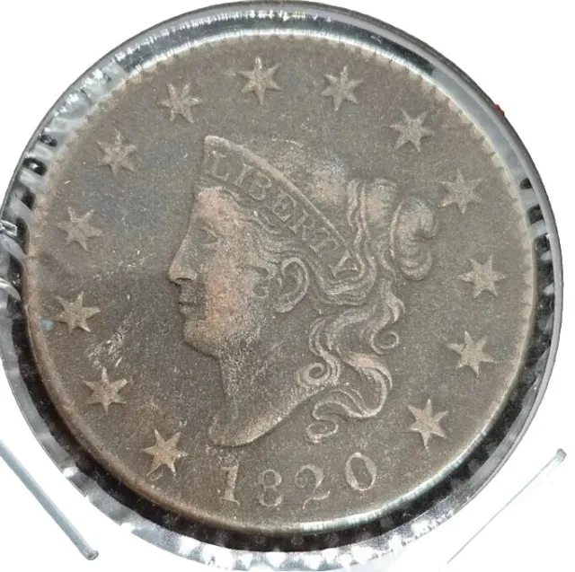 1820 (Small Date) Coronet Head Large Cent | CHOICE VERY FINE Details