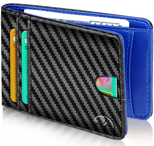 RFID Blocking CARBON FIBER Mens Wallet Purse Slim ID Credit Card Holder Billfold