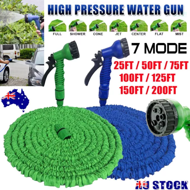 Flexible Expandable Water Garden Hose Pipe Car Wash With Spray Nozzle Gun AU