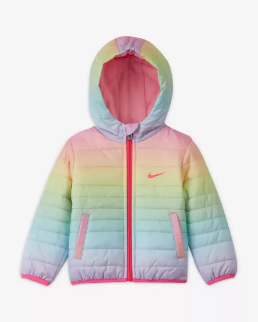 Nike Toddler Girl's Rainbow Puffer Jacket (16G461-W6U) Size 24M - NWT