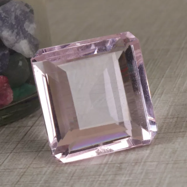 Large Pink Topaz 79.00 Ct. Square Cut Faceted Loose Gemstone for Ring & Pendant