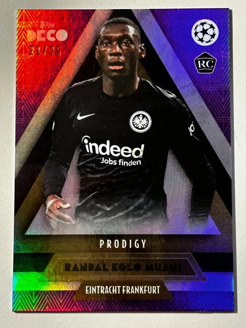 2022 Topps Deco UCL Prodigy Randal Kolo Muami Purple Holo 21/25 RC