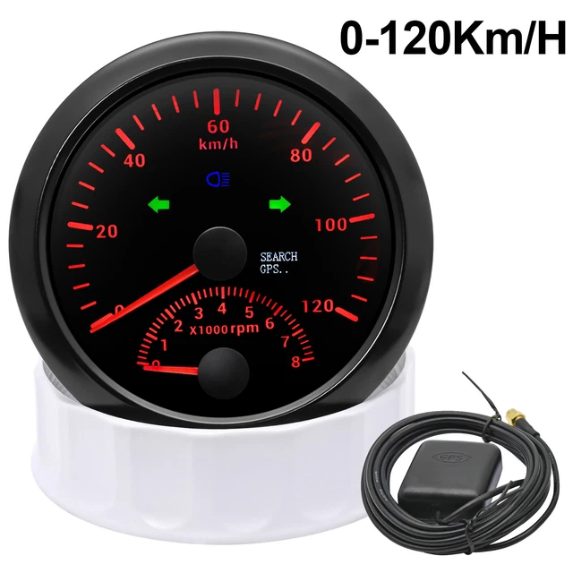 85mm GPS Speedometer 0-120Km/h 0-8000RPM Gauge Red Backlight For Car Boat Truck