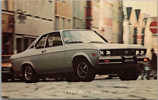 1974 OPEL MANTA LUXUS Automobile Advertising Postcard RUSS BUICK Fargo No. Dak.