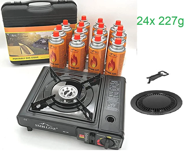 Campingkocher Gaskocher + 227g Gas Camping Herd Outdoor Grillplatte Tischgrill