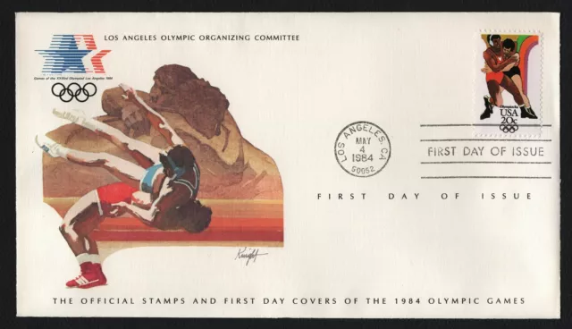 #2084 20c Wrestling, LA Olympic Committee FDC 4-1/2x8 *ANY 5=FREE SHIPPING**