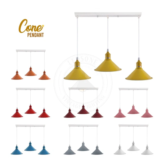Modern Industrial Ceiling Pendant Light 3 Lamp Shade Fittings Cluster Chandelier