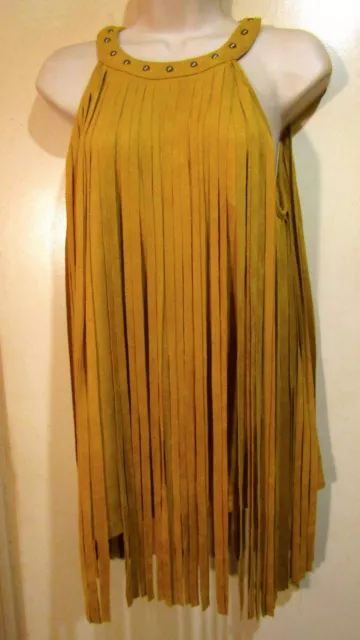 L & B Ultra Suede Fringe Sleeveless Blouse Size M