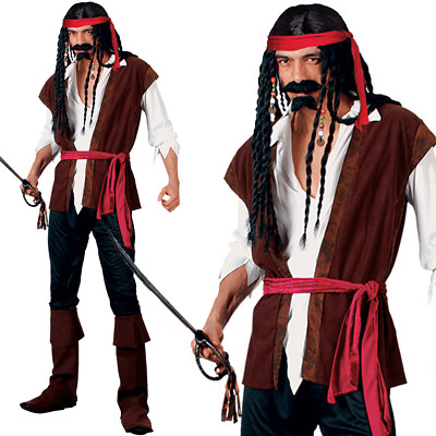 Adulti Da Uomo Ahoy un compare Pirata Costume Caraibi Costume Bucaniere Capitano 