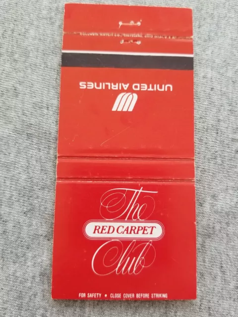 Vtg 2" Matchbook Cover United Airlines The Red Carpet Club