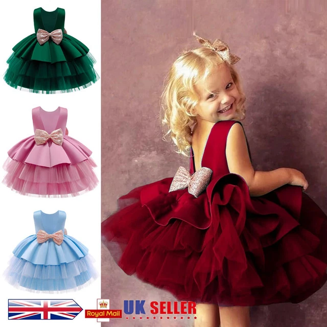 Flower Girls Party Sequins Dress Kids Baby Wedding Bridesmaid Dresses Princess