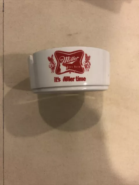 Miller High Life Beer Ashtray White With Red Logo 3 3/4” Diameter