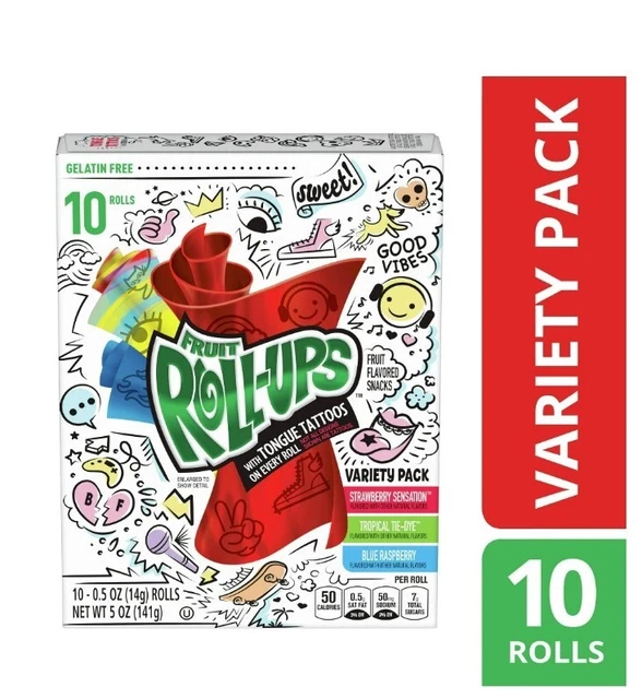 FRUIT ROLLUPS FRUIT Flavored Snacks, Variety Pack, Pouches, 10 ct £12.