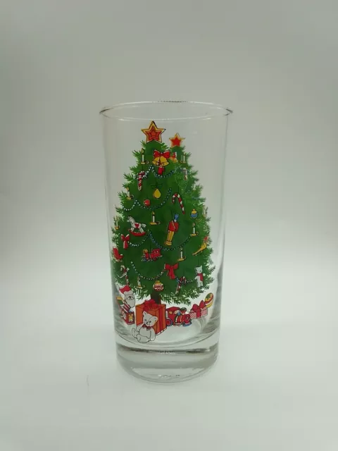 VINTAGE ANCHOR HOCKING Christmas Tree Drinking Glasses Holiday Magic