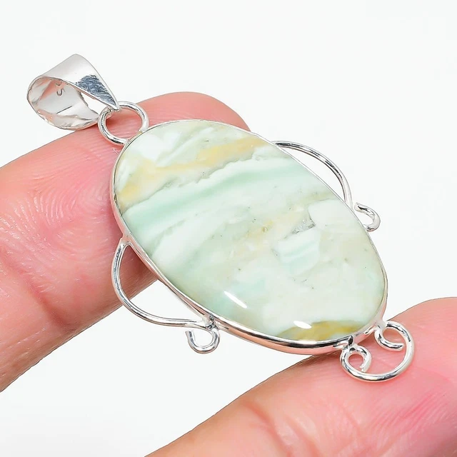 Imperial Jasper Gemstone 925 Sterling Silver Jewelry Pendant 1.93"