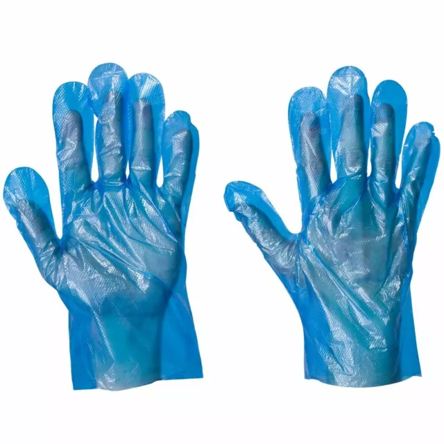 5 x 100 x BLUE POLYTHENE PE DISPOSABLE NEW POWDER FREE PLASTIC FOOD SAFE GLOVES