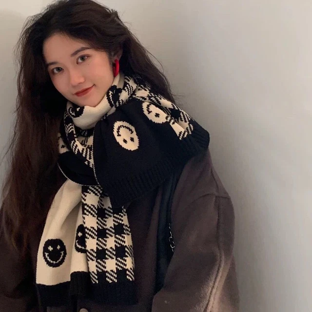 Bufanda De Invierno Doble Cara Para Mujer Chal Cachemir Punto Lana Para Mujer