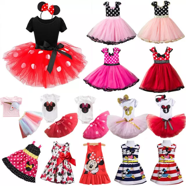 Minnie Mouse Baby Kids Girls Birthday Party Fancy Dress Up Tutu Dress Costume