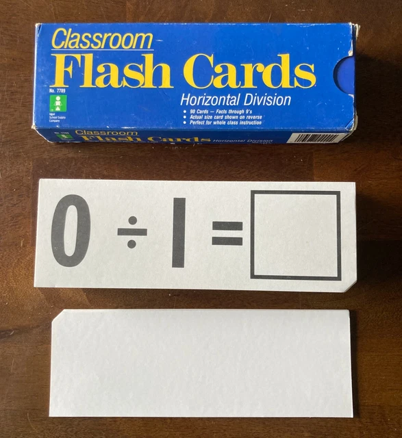 VINTAGE IDEAL HORIZONTAL Division Classroom Flash Cards Flashcards 1990 ...
