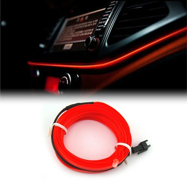 2m Red LED Car Interior Decorative Atmosphere Wire Strip Light Accessories US