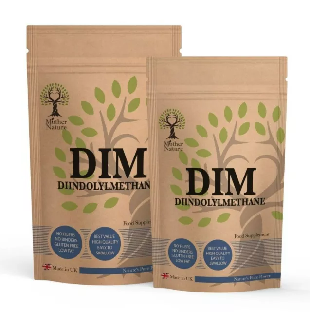 Diindolylmethane Dim 500mg Capsules Natural Clean Dim Best Vegan Supplement