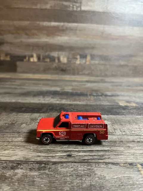 Vintage Hot Wheels Redline Emergency Unit 50 Red Fire Truck 1974 Hong Kong