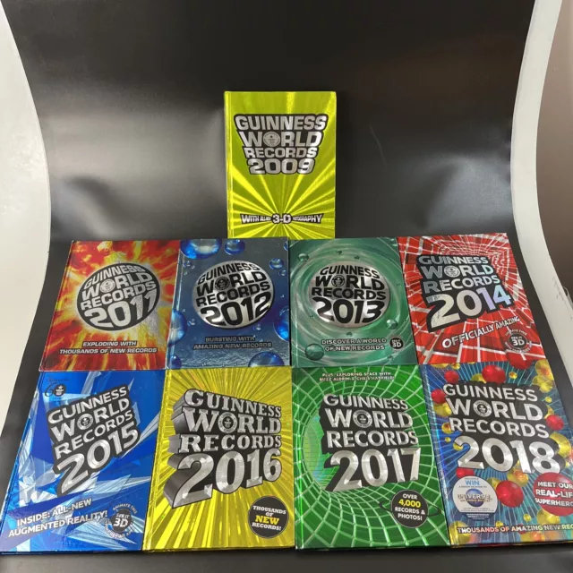 Lot of 9 Guinness Book World Records Hardcover Books 2009-2018 (Missing 2010)